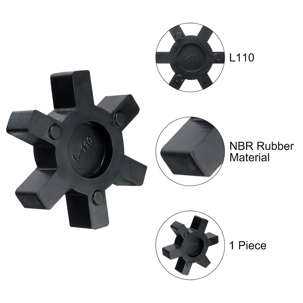 uxcell L110 Jaw Coupling Insert, Flexible Solid Type NBR Rubber Jaw Coupling Center Inserts for L Jaw Coupling L-Jaw Coupler Set, Black, Red