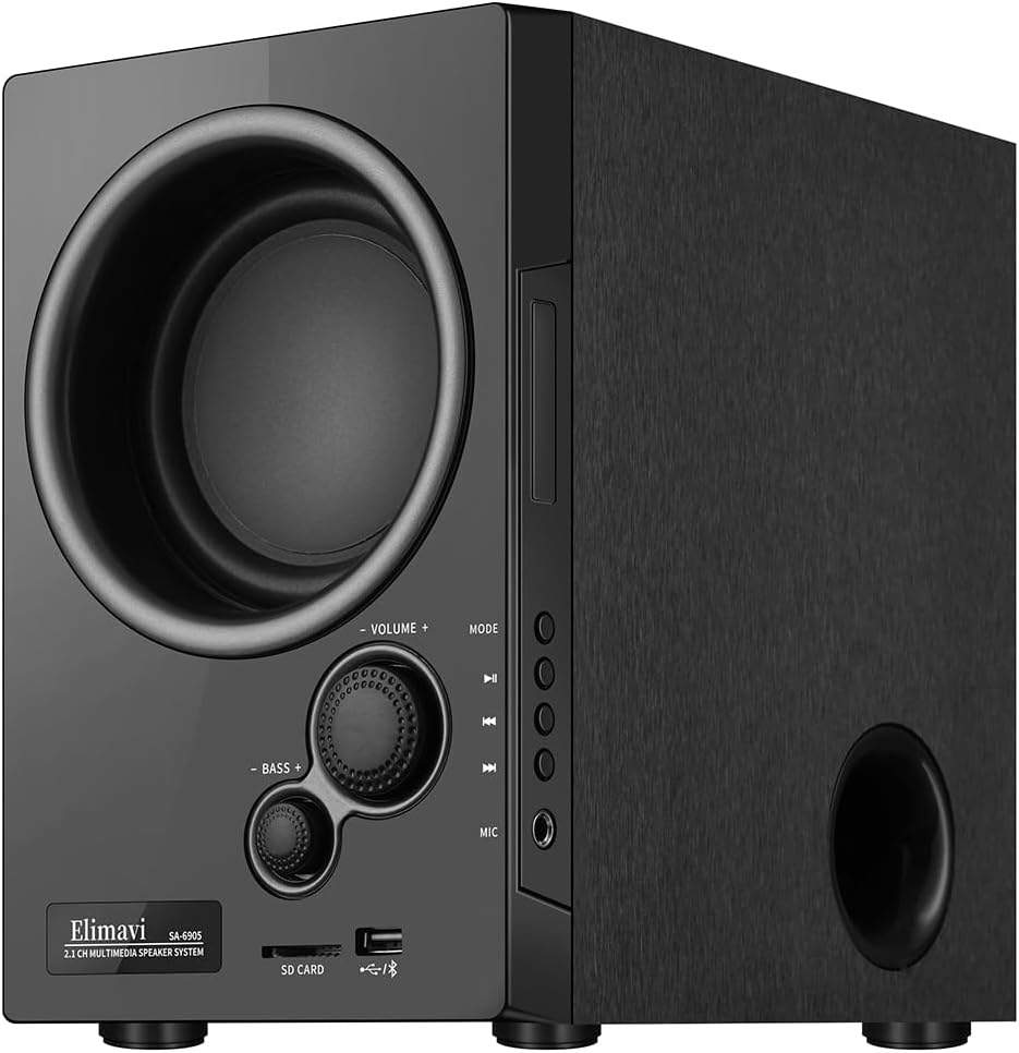 5.1 Home Theater Surround Sound System with 5.5-Inch Subwoofer | 200W Peak Power, Five 2.5-Inch Speakers, MDF