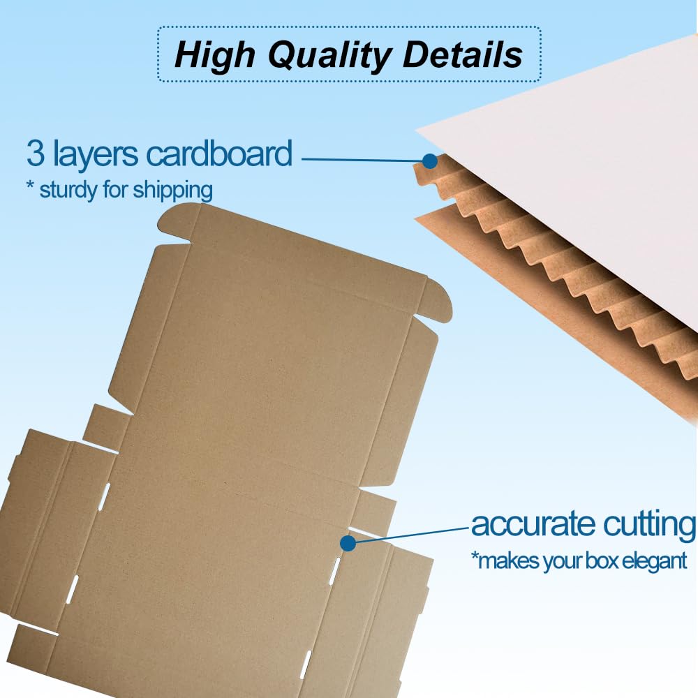 13x11x2'' Small Shipping Boxes, 25 Pack White, Corrugated Cardboard Mailers for Small Business (M13112-25-W)