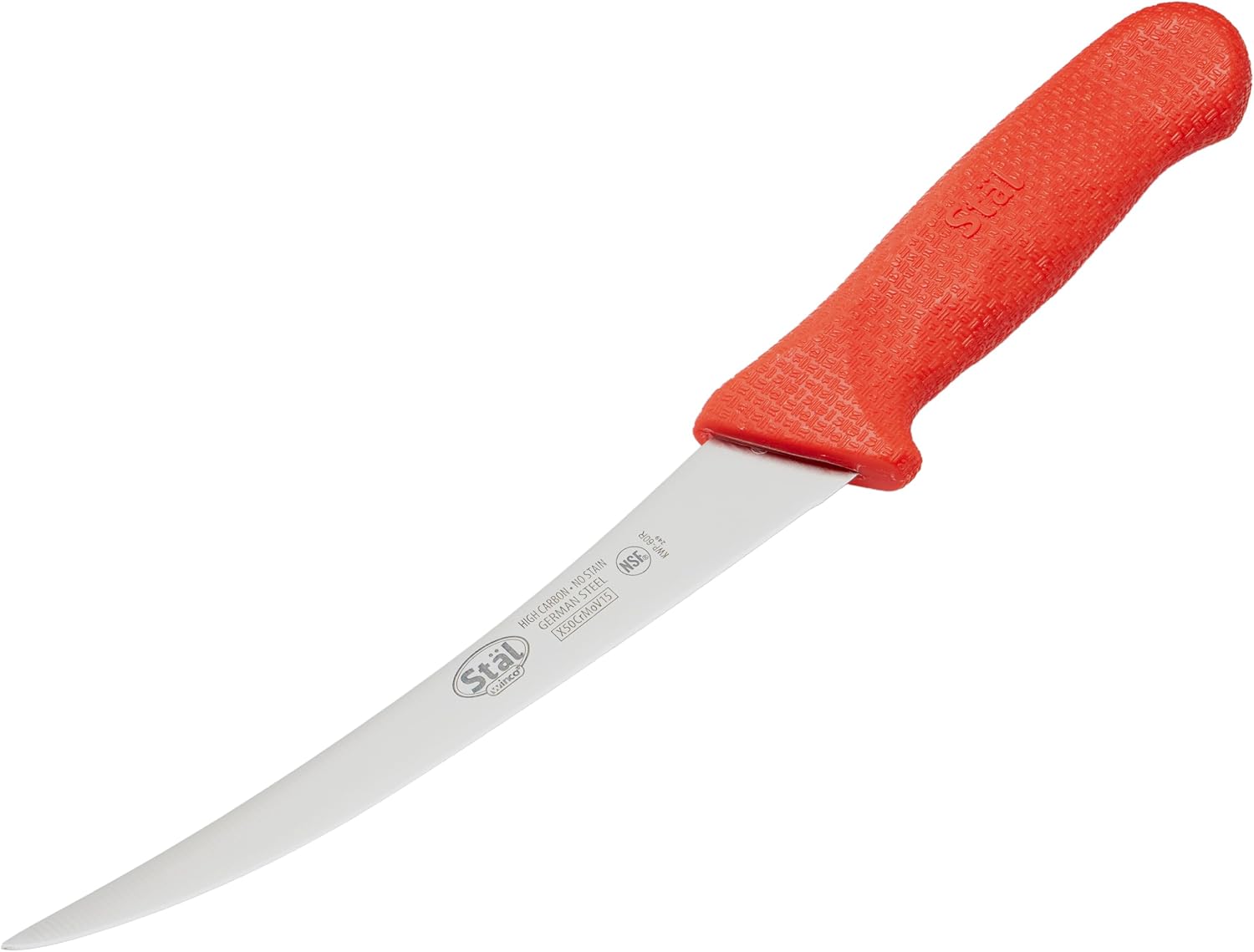 6" Red Plastic Commercial-Grade Boning Knife