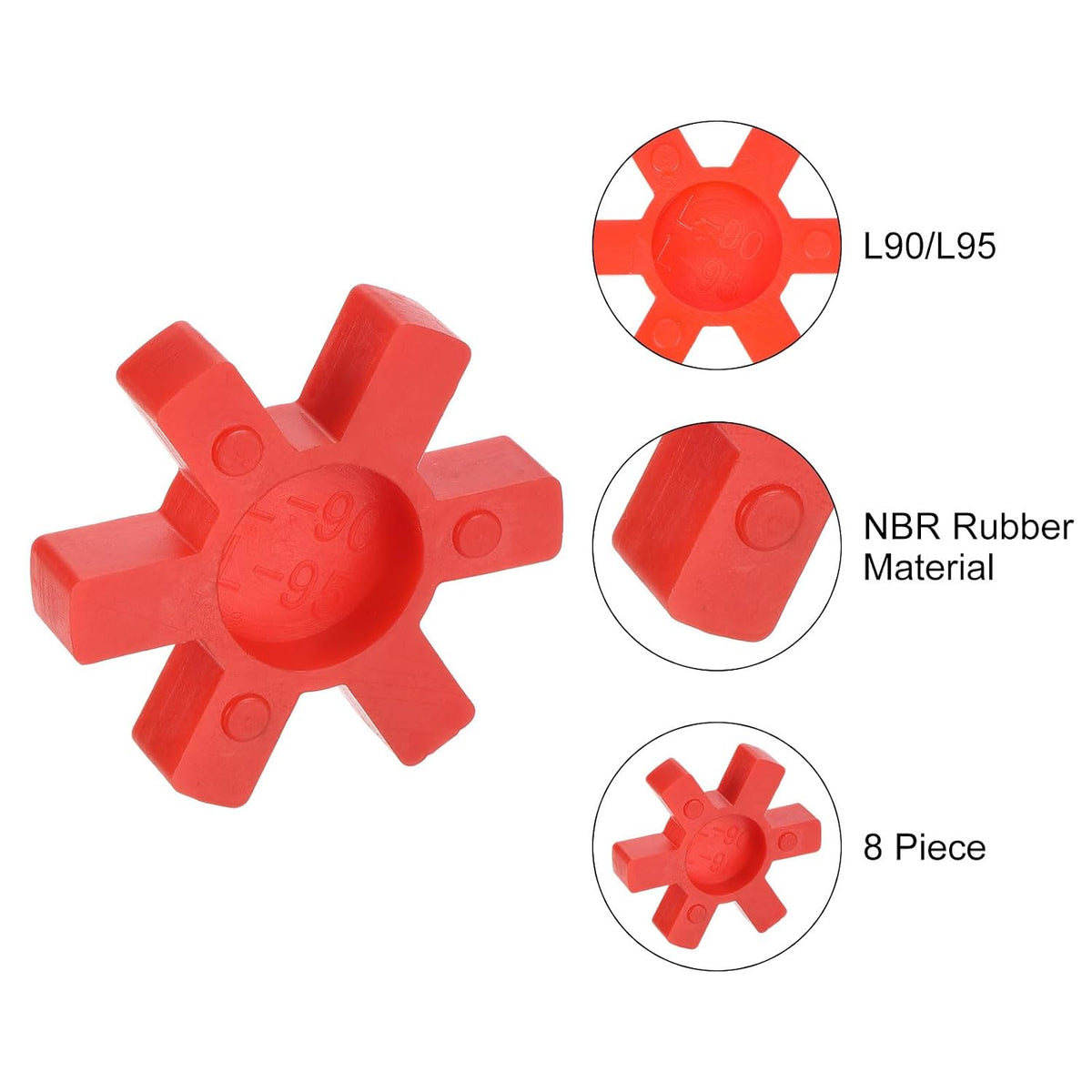 uxcell 8pcs L90 Jaw Coupling Insert, Urethane Flexible Solid Type Jaw Coupling Center Insert for L Jaw Coupling L-Jaw Coupler Set, Red