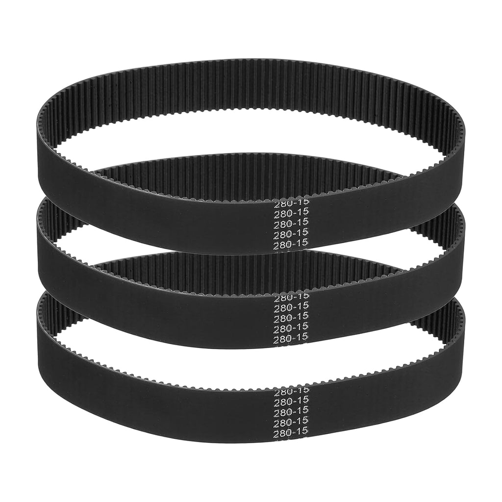 MECCANIXITY 280mm GT-2 Timing Belt 15mm Width 2mm Pitch Black 3pcs
