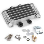 Engine Oil Cooler Kit, Aluminum 6 Row Universal Motorcycle Cooling Radiator
