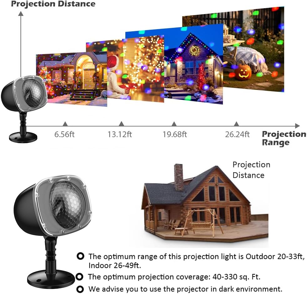 Halloween Projector Lights Outdoor, RGBW Christmas Snowfall Projector Light Rotating Falling Snow Projector with