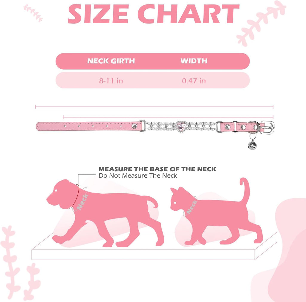 Cat Collar with Bell,Pink(Pearl)