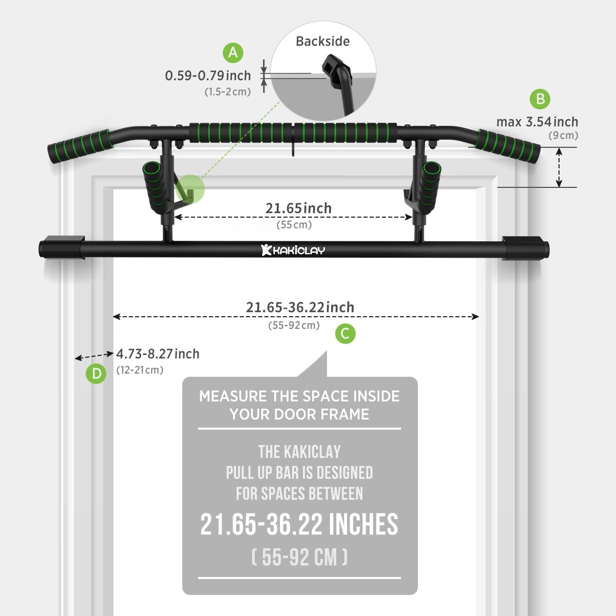 New Upgrade Pull Up Bar for Doorway - Foldable Design & Space-Saving, Upto 440 Lbs Capacity, No Screwing or Slipping