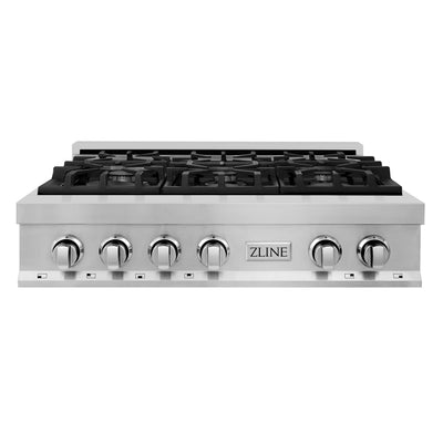 ZLINE 36 in. Classic Gas Rangetop with 6 Burners and Porcelain Cooktop in Stainless Steel (RT36)