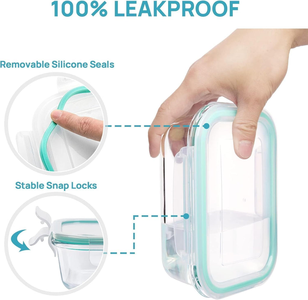8 Pack Glass Food Storage Containers with Airtight Lids, Glass Meal Prep Containers, Lunch Office Meal for Microwave