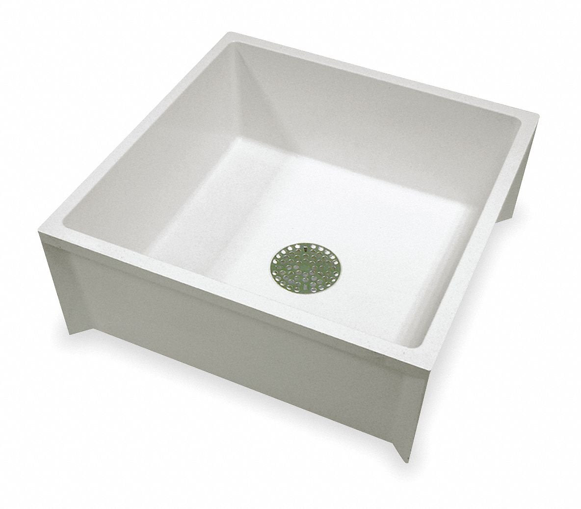 Mustee 24" x 24" x 10" White Mop Sink, 10" Bowl Depth, Durastone