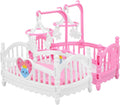 2pcs Mini Doll Cribs, Miniature Doll Beds Dollhouse Crib with Mobile for Mini House Furniture Set Miniature Dollhouse