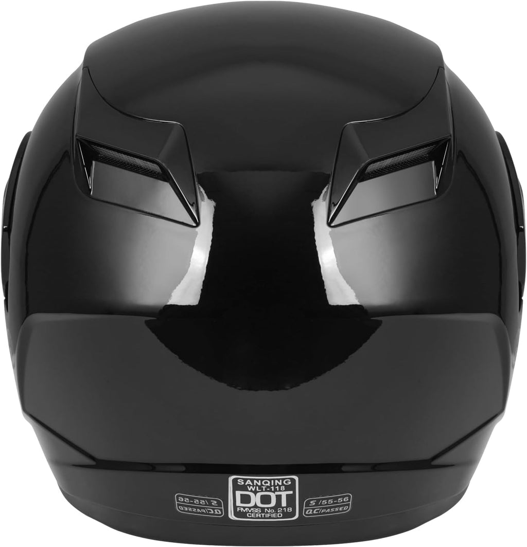 DOT Approved Modular Flip-Up Dual Visor Motorcycle Full Face Helmet for Adults Men & Women with 2 Removable Visors (1