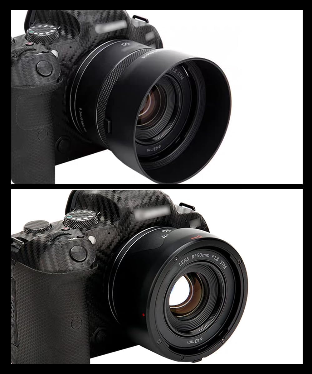 ES-65B Lens Hood for Canon EOS R8 R50 R100 w/RF 50mm F1.8 STM Lens | Camera Lens Hood for RF 50mm F1.8 Replace ES-65B