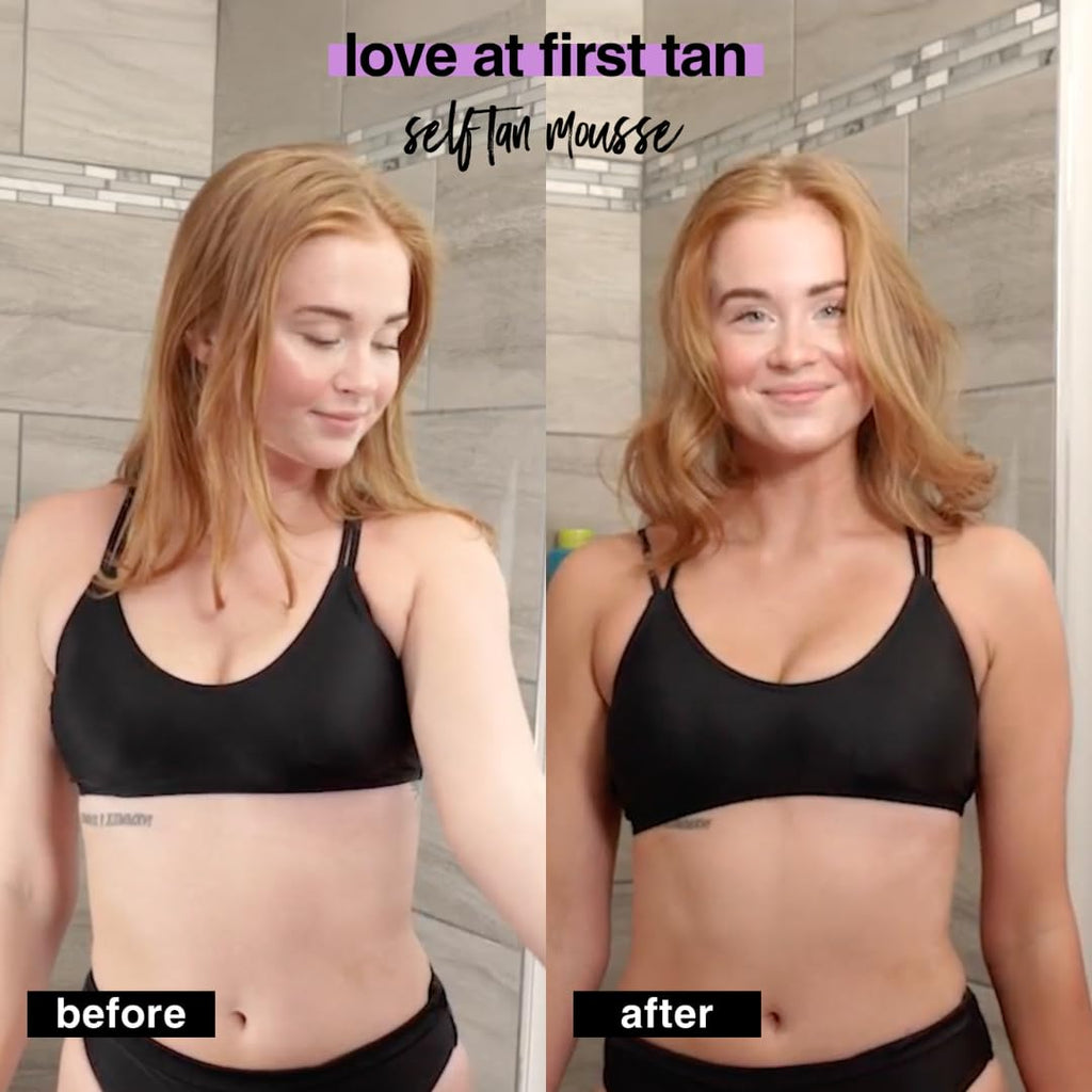 Violet Self Tanner Kit | Fall In Love at First Tan Bundle - Dark Tanning Mousse with Mitt Applicator, 1 Hour Express