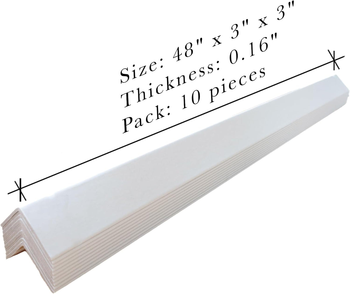White Corner/Edge Protector 3" x 3" x 48" - 10-Pc Pack, Cardboard Corner Protectors for Moving, Shipping
