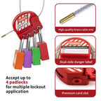 2 Lockout Tagout Cable Lock,6.5 ft Safety Adjustable Lockout Red