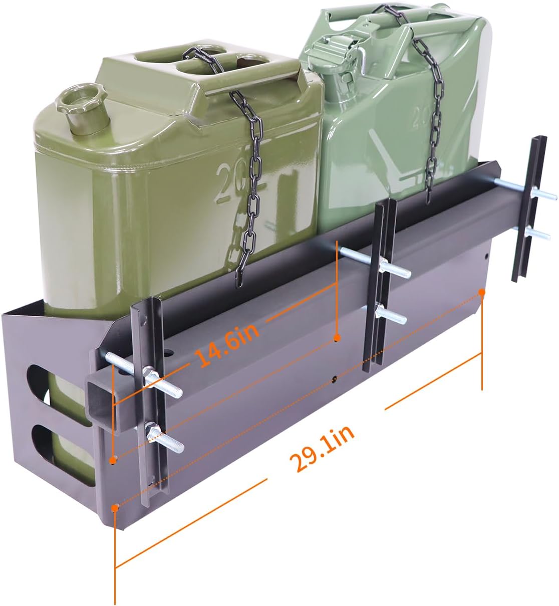 Dual Jerry Gas Cans Holder Rack for Two 5 Gallon/20 Liter Steel Jerry Cans, Lockable Metal Steel Jerry Gasoline Cans