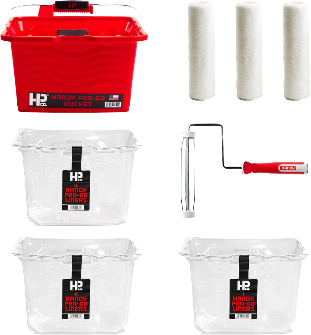 Handy Pro-Go Paint Bucket with Brush Holder for Walls, Ceilings, Trim and Ladder Painting Projects, Holds a Gallon of