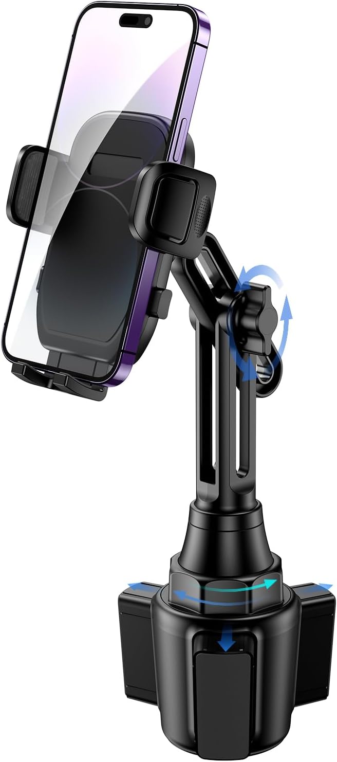 Cup Phone Mount for Car, [Upgraded Version] Universal Cup Phone Cradle Holder with Long and Adjustable Neck, Friendly