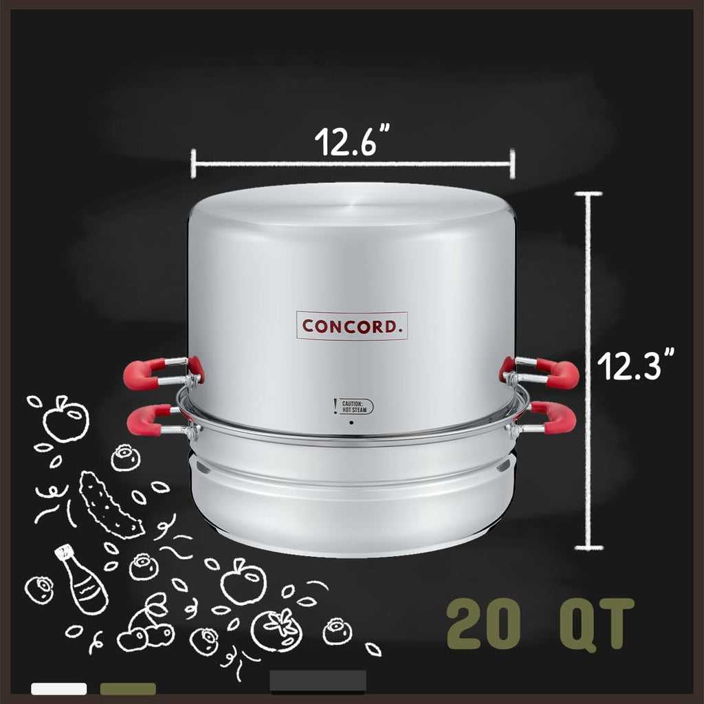 Stainless Steel Turbo Steam Canner Canning Steamer Pot Set. Includes Canning Rack and Mason Jars (Induction Compatible).