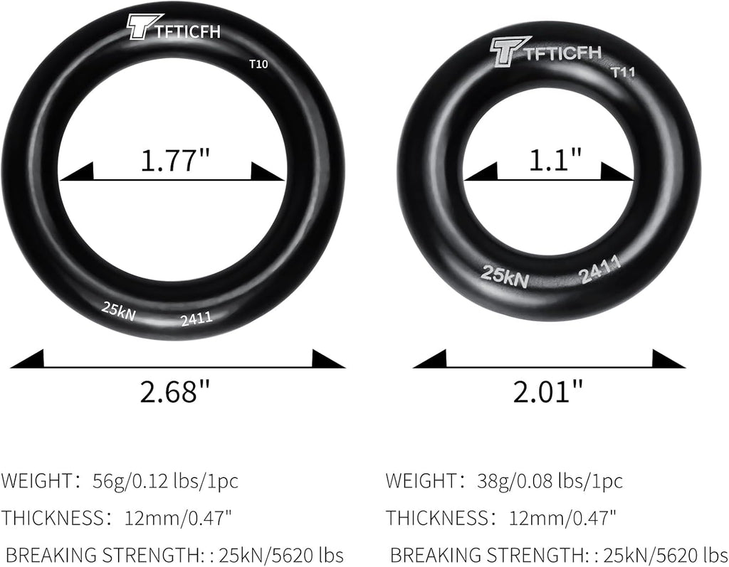 25kN Rappel Ring, Aluminum Climbing O-Ring, High Strength Durable Tension Ring for Rock Climbing Arborist Hammock