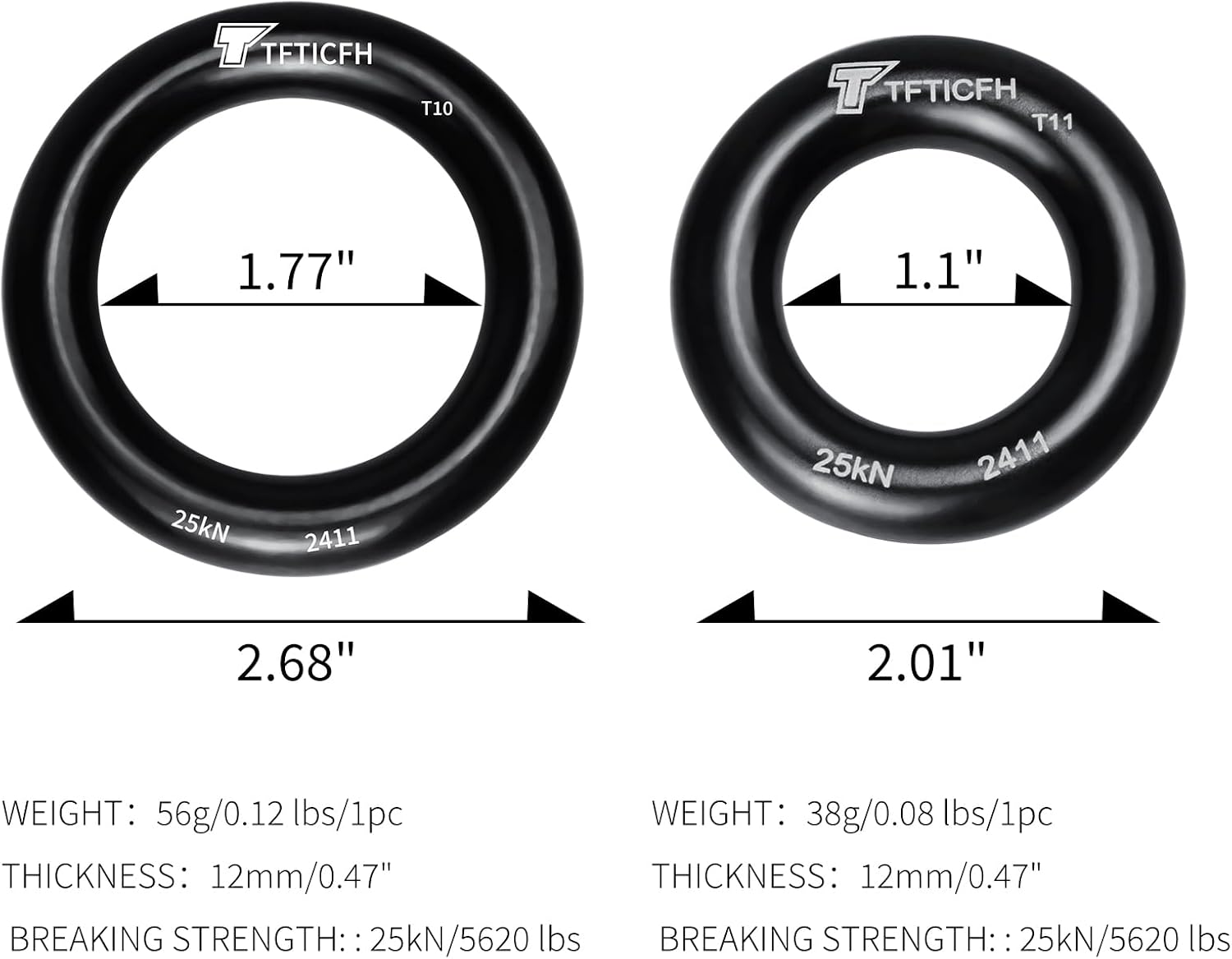 25kN Rappel Ring, Aluminum Climbing O-Ring, High Strength Durable Tension Ring for Rock Climbing Arborist Hammock