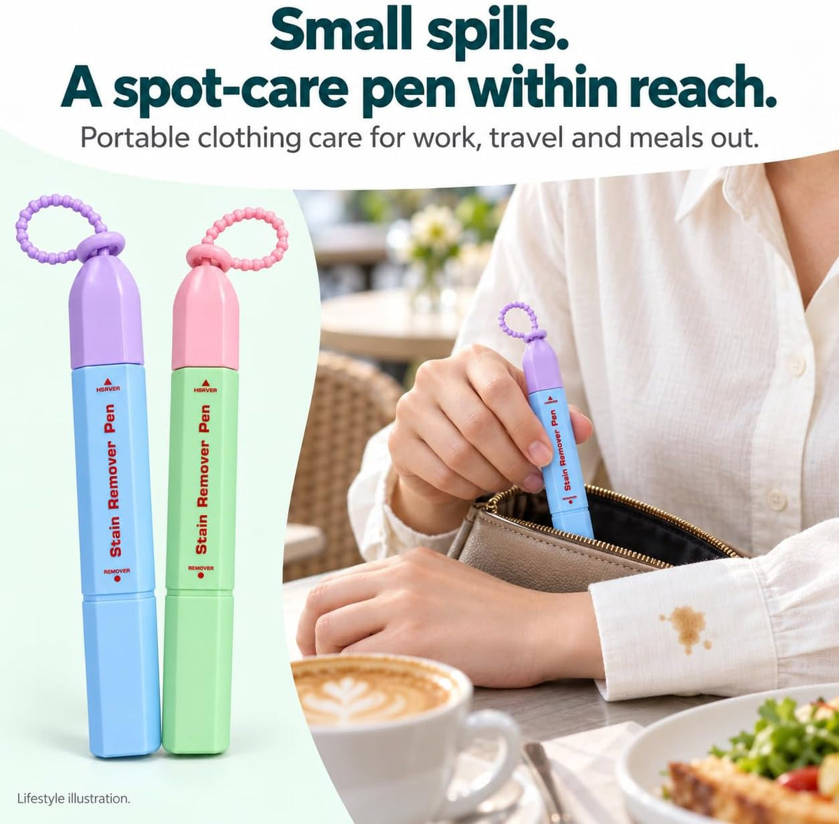 Instant Stain Remover Pen, BIRZOO Dual-Ended 2 Pack with Brush, 12 mL Each