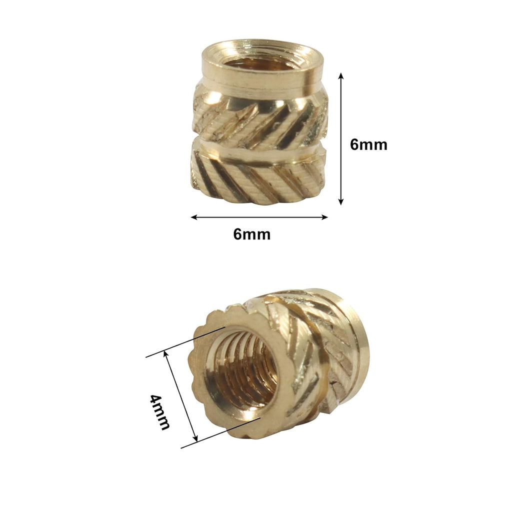 100Pcs M4x6x6mm Brass Heat Set Inserts