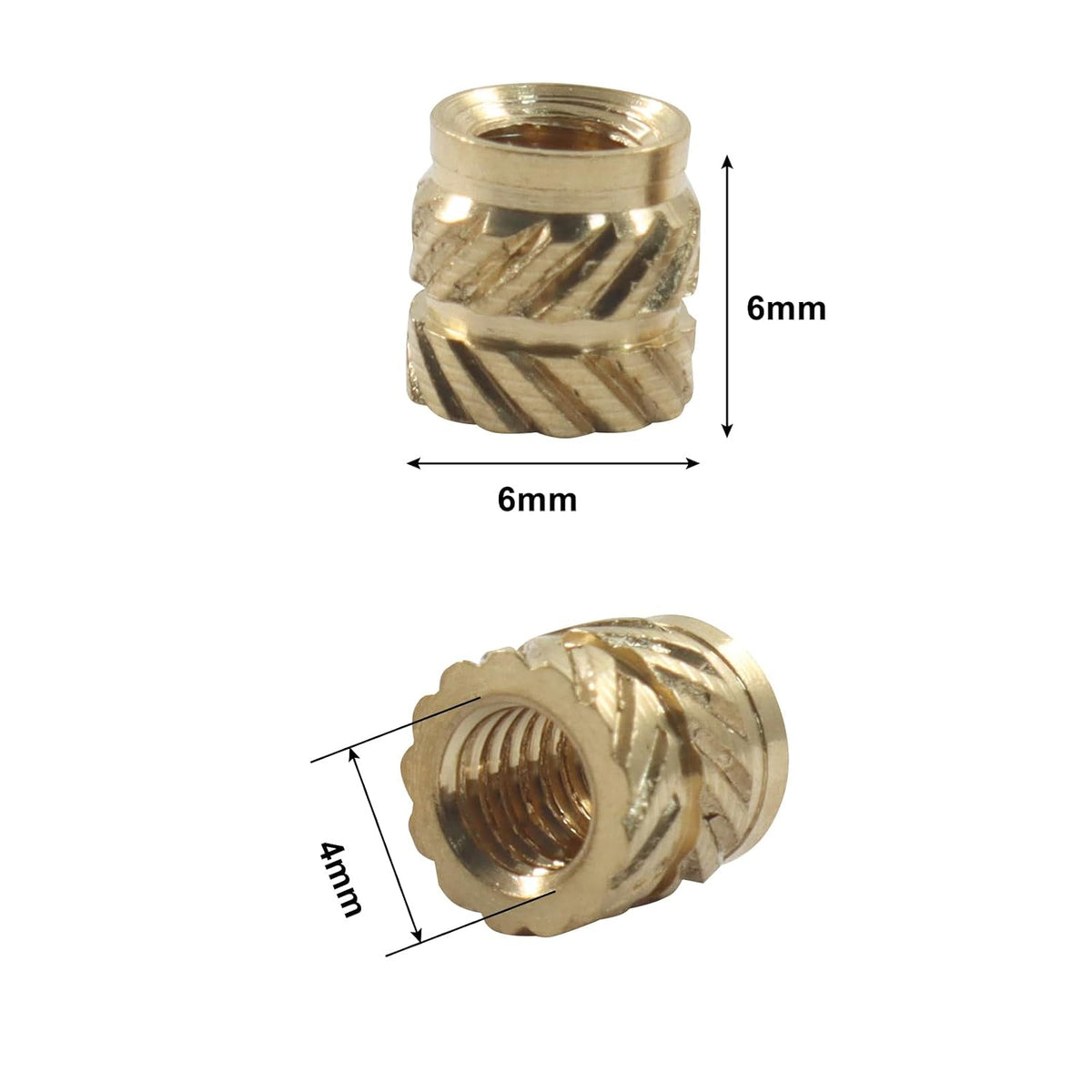 100Pcs M4x6x6mm Brass Heat Set Inserts