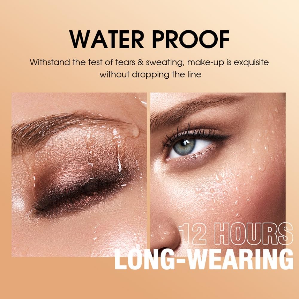 Black Eyeshadow Stick Makeup, Long-Lasting Waterproof Eye Shadow Pencil, Hypoallergenic Smudge-Proof Glitter Primer