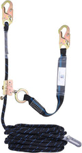 50FT Vertical Lifeline Assembly with Alloy Steel Anti-Panic Rope Grab Snap Hook Shock Absorb Lanyard, Fall Protection