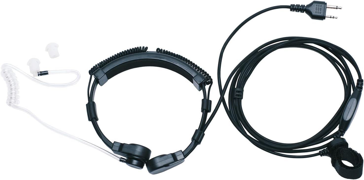 Throat Mic with Finger PTT Compatible with Midland LXT630VP3 GXT | Throat mic + finger PTT (handlebar mount), Covert