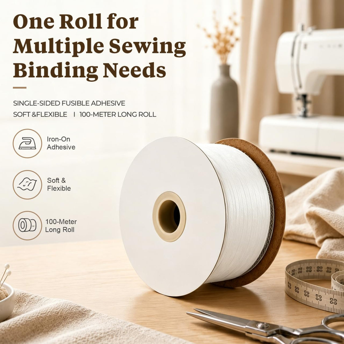 Fusible Interfacing Strip, White Center Line