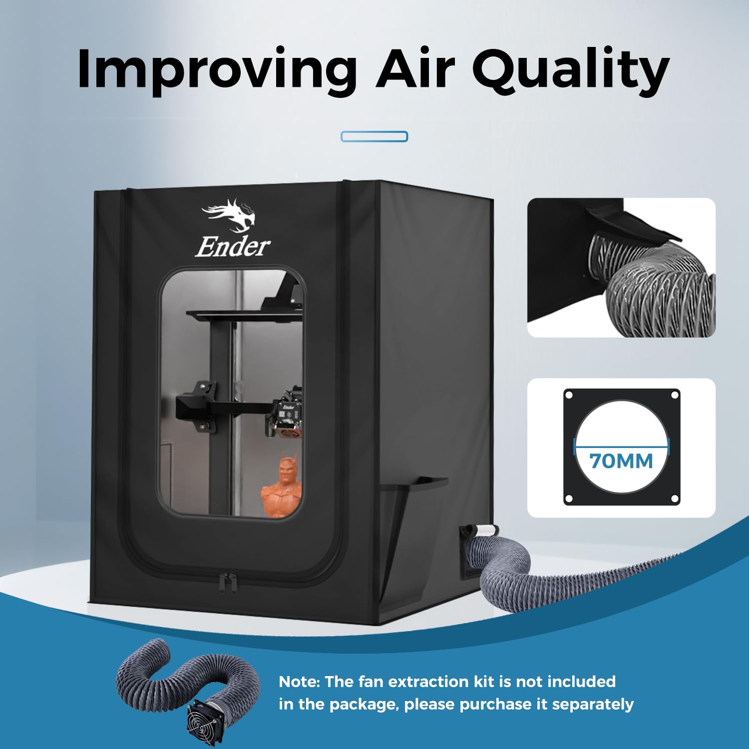 Official 3D Printer Enclosure with Fan Interface, 550 * 650 * 750mm Fireproof Dustproof Constant Temperature