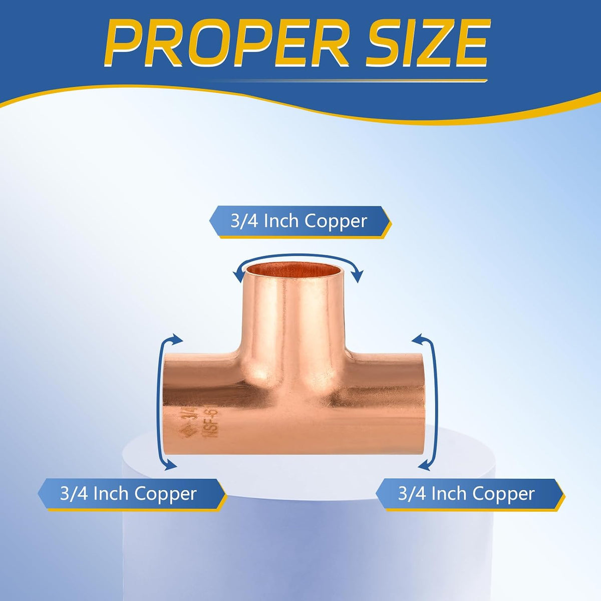 15PACK GUOFIS 3/4"Copper Sweat Tee Fitting,Solder Connection(COPPER011-15)