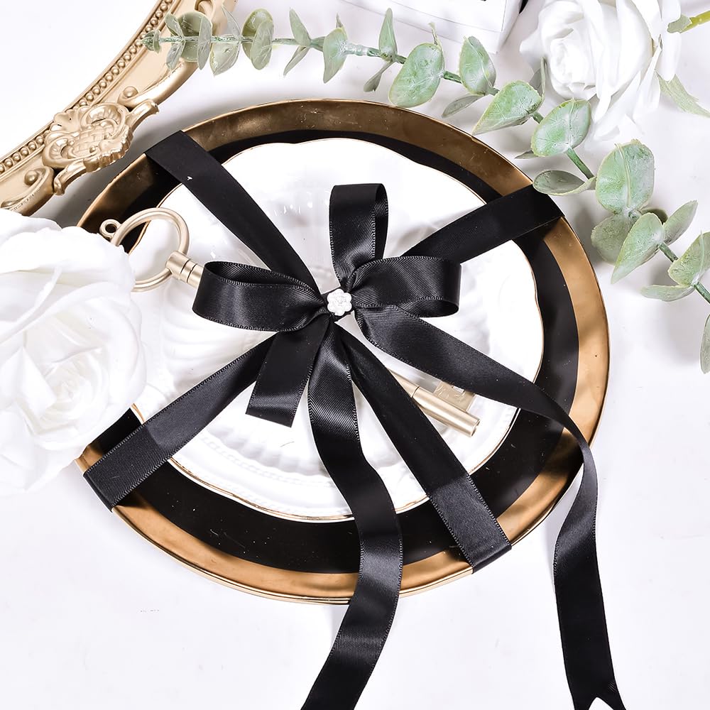 Black Double Faced Satin Ribbon 5/8 Inch Continuous 25 Yards
