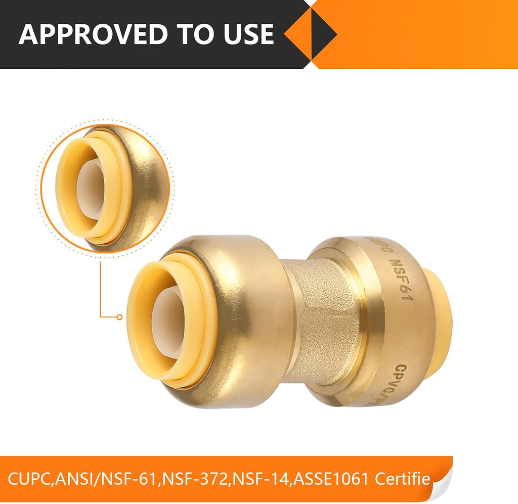 5PC HeSun 1" x 1" Push to Connect Coupling(PF009-5)