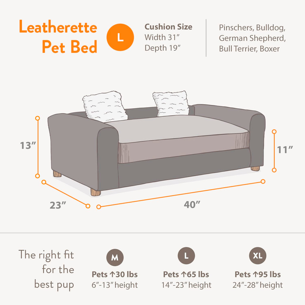 Premium Leatherette Pets Sofa, Espresso, Medium/Large