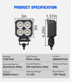 Exzeit 3 inch Led Work Lights for Truck Tractors Mini Excavator Forklift
