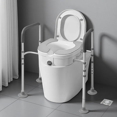 Raised Toilet Seat with Handles– 4-Legged Adjustable Toilet Riser for Seniors, Thickened Aluminum Alloy Frame