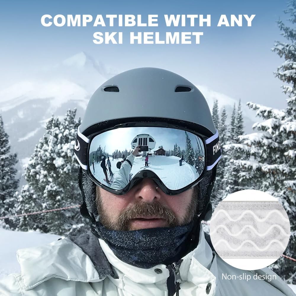 Ski Goggles OTG - Over Glasses Snow/Snowboard Goggles for Men, Women & Youth - 100% UV Protection