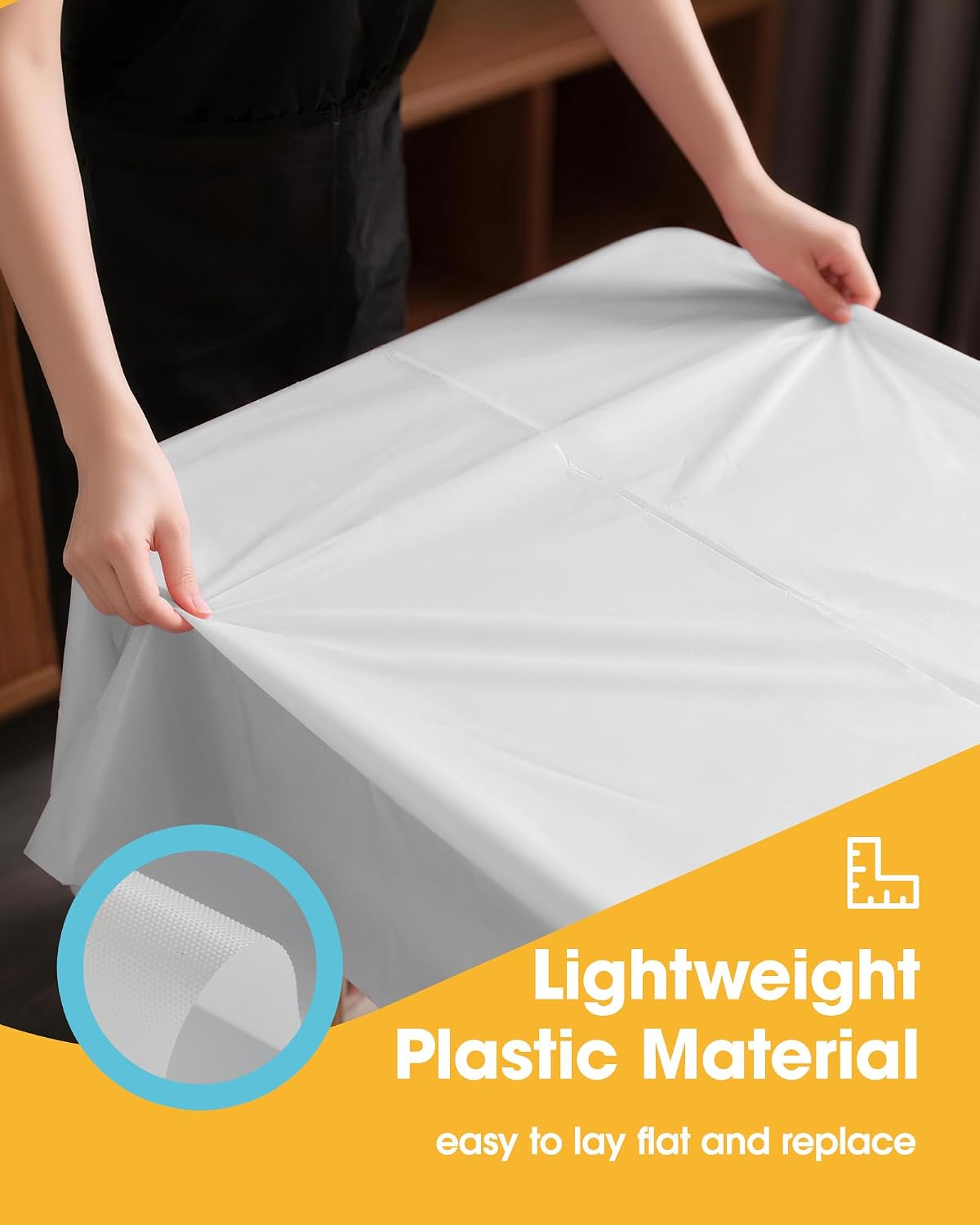 White Plastic Table Cloth - 24 Pack 54" × 108" Rectangle Disposable Tablecloths for 6FT Tables, Waterproof Table