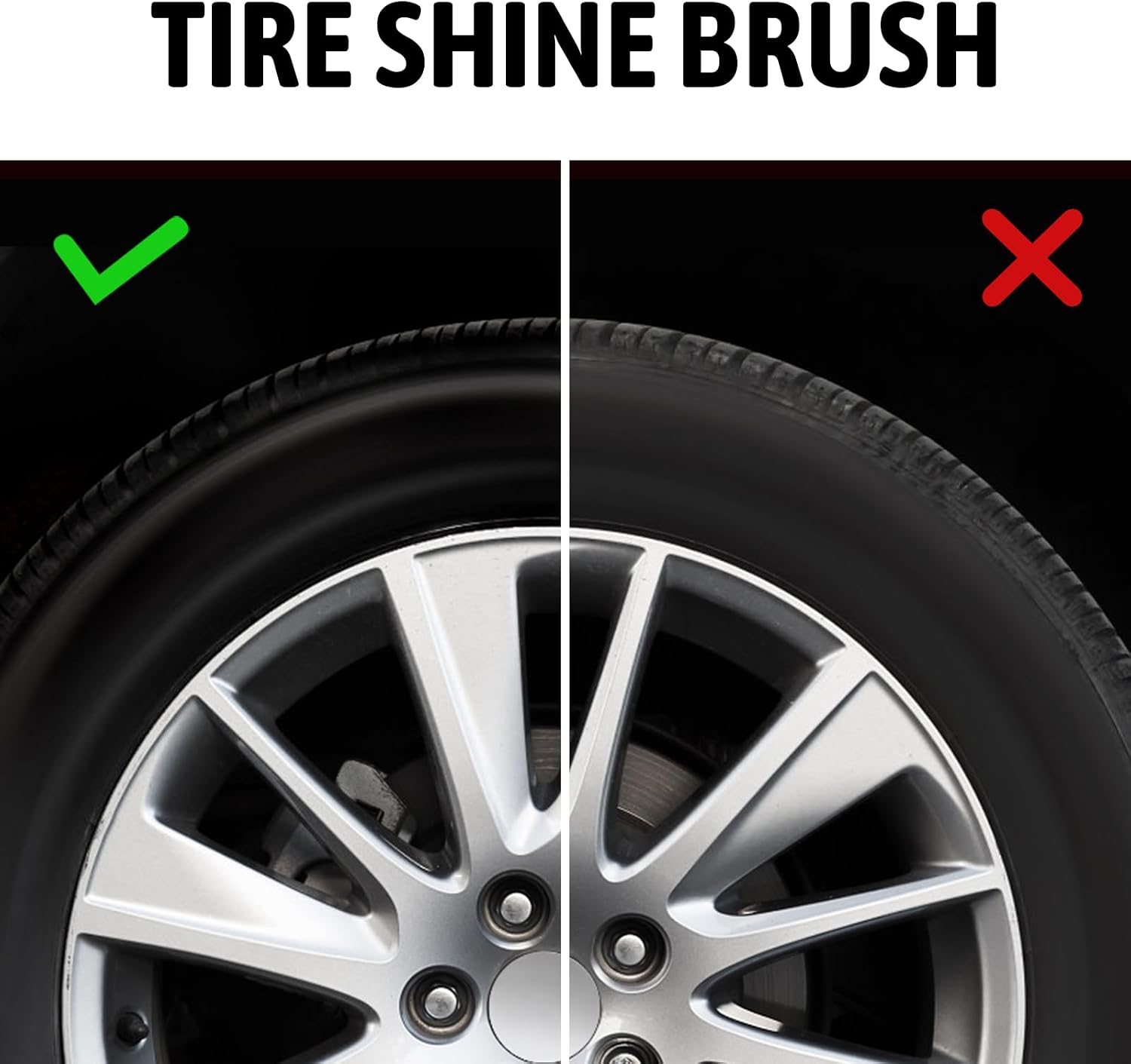 Car Tire Shine Applicator,Vegan Tire Shine Brush with Stand for Auto Detailing Cleaning Service (Black)