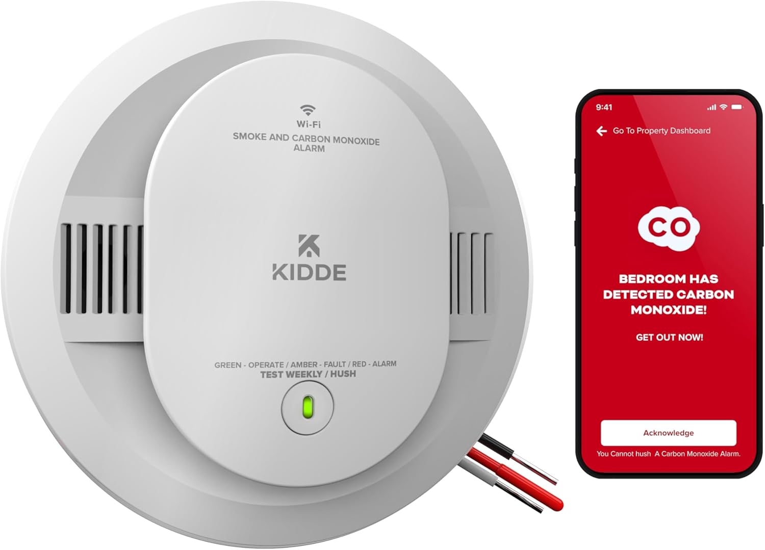 Hardwired Kidde App Enabled Smart Smoke and Carbon Monoxide Detector, AA Battery Backup, Voice Alerts, Interconnected