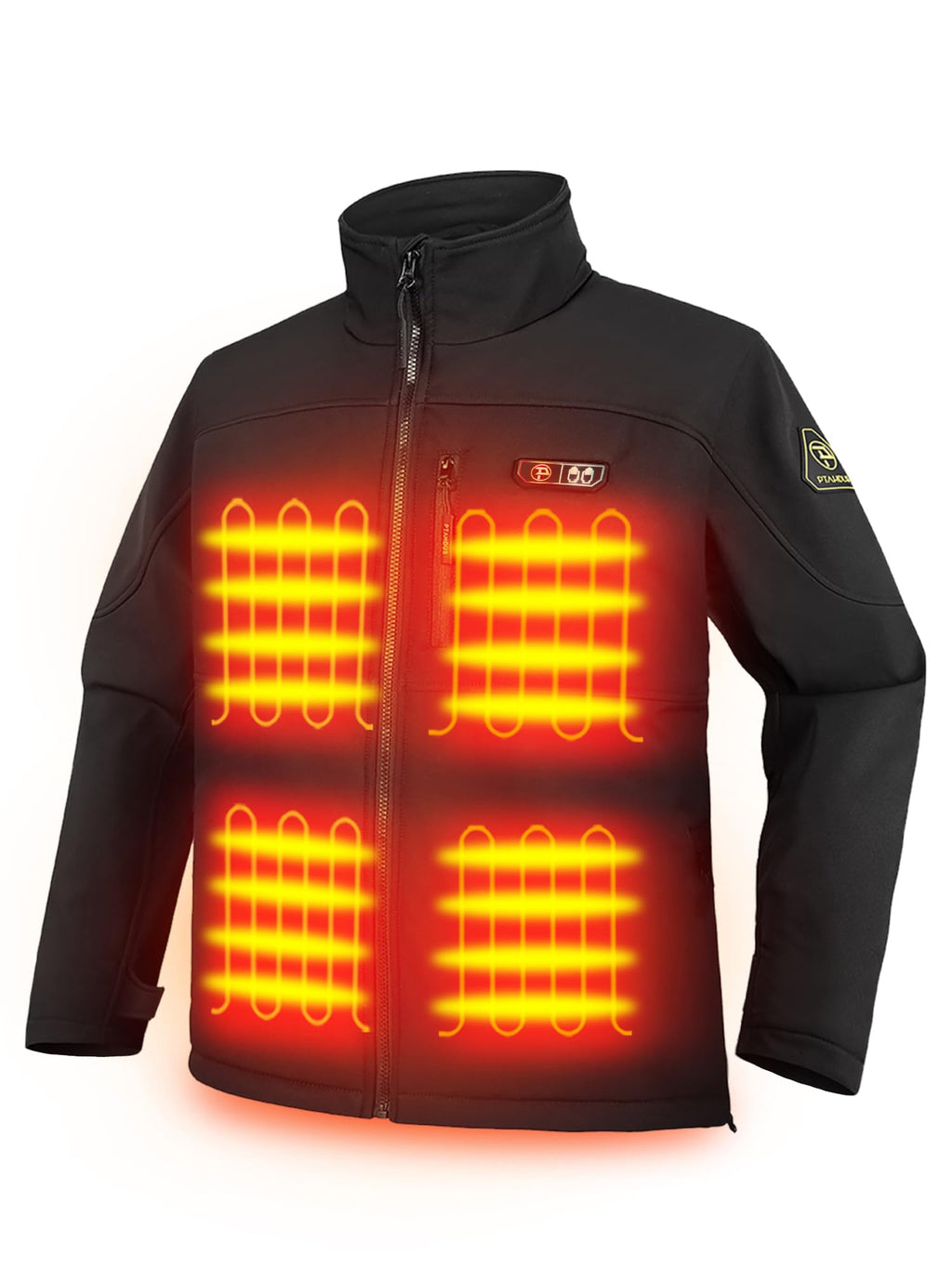 Men's Heated Jacket Soft Shell with Hand Warmer, with 7.4V Battery Pack (Large, Black)