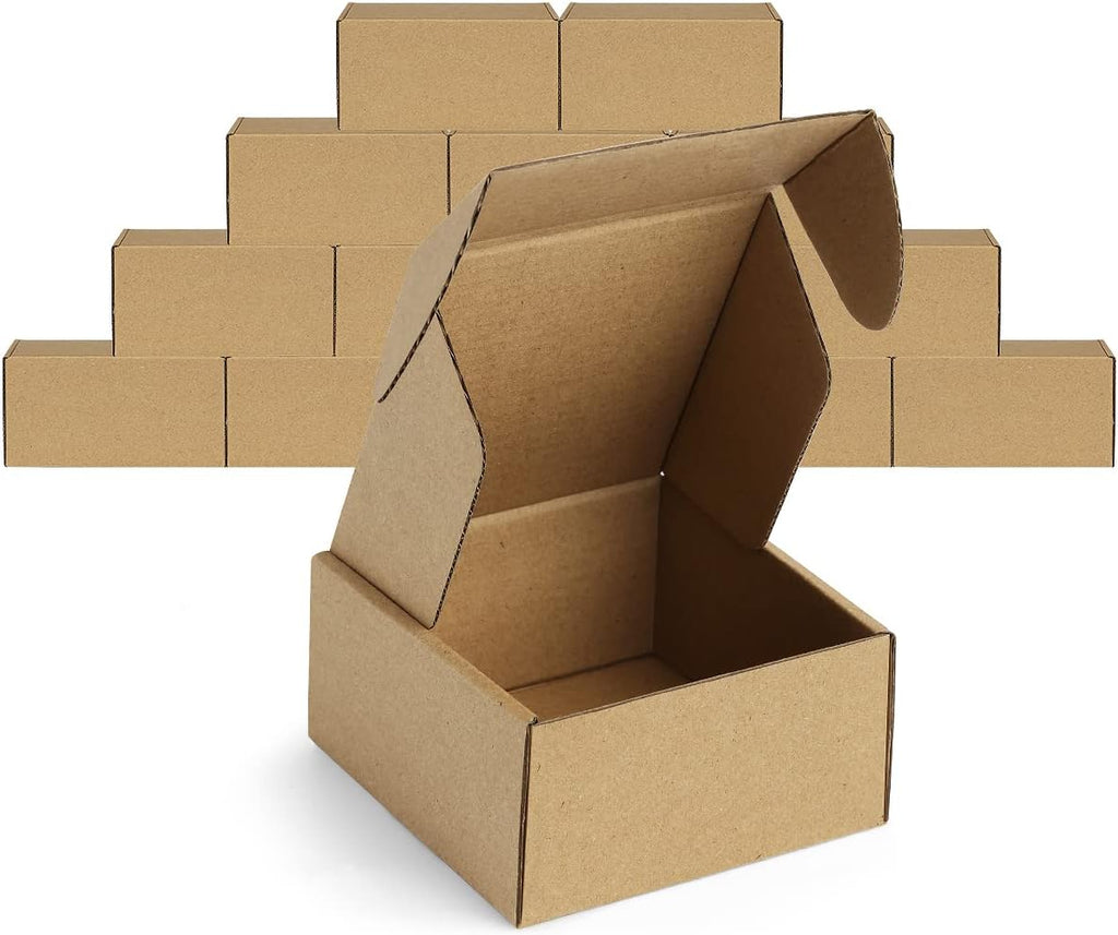 12Pack 4x4x2 Small Shipping Boxes - Brown Corrugated Cardboard Mailer Boxes for Small Business, Mailing Boxes for