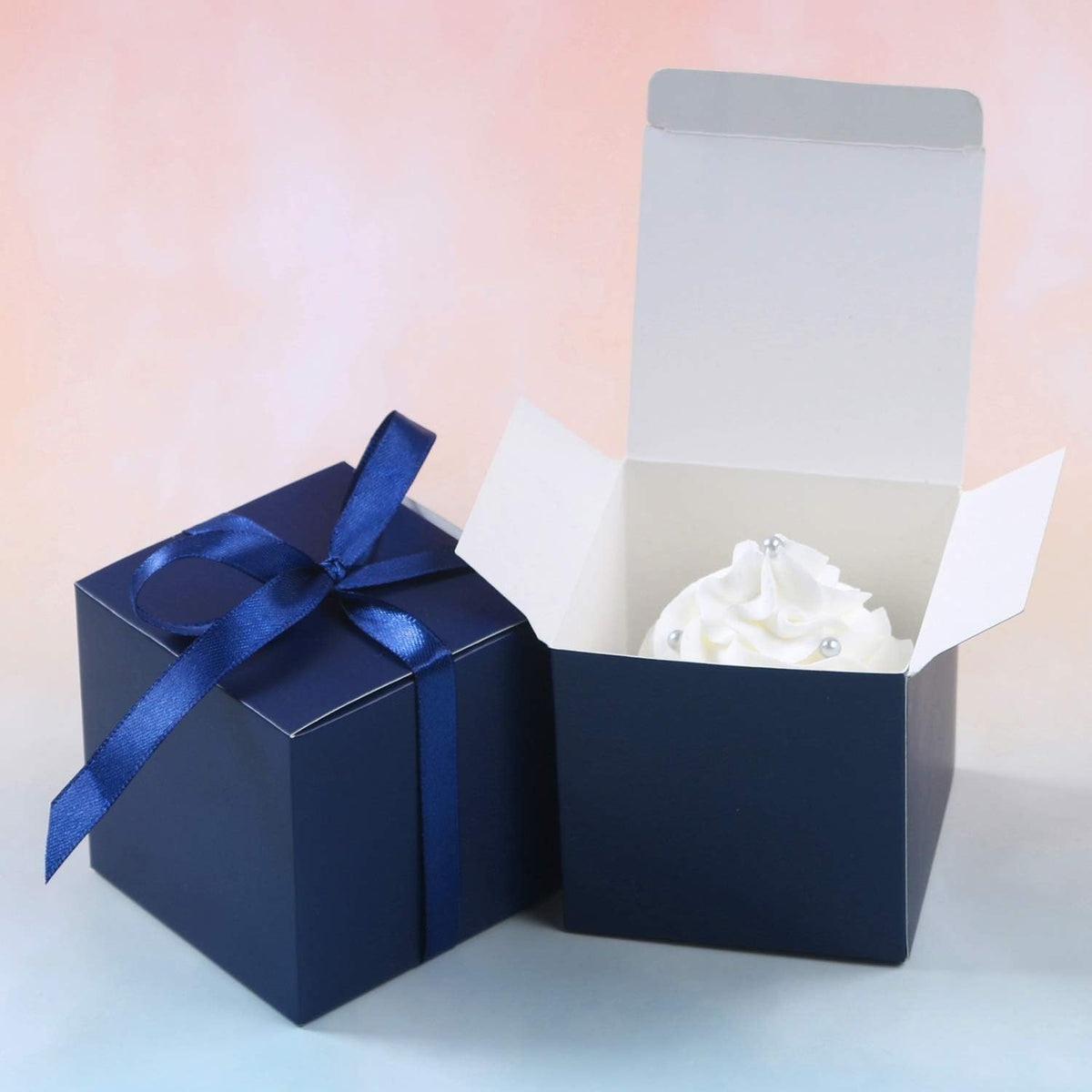 100pcs Small Gift Boxes, 2x2x2 in Paper Gift Boxes with Ribbons