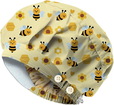 Scrub Caps with 4 Buttons Cotton Nurse Cap Elastic Surgical Hats with Sweatband Cap for Cooking Cleaning