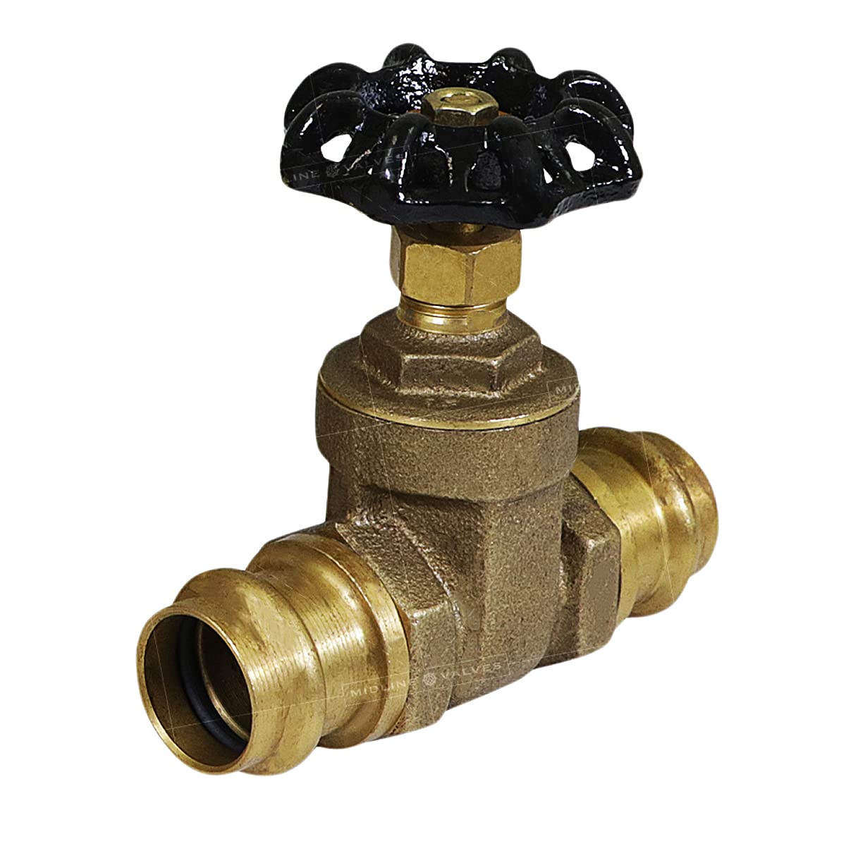 Midline Valve Press Gate Valve, 1”, Brass (5 Pack)