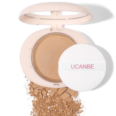 2-in-1 Pressed Face Powder & Foundation Makeup, Matte Oil Control Flawless Setting Powder, Korean Makeup,Waterproof