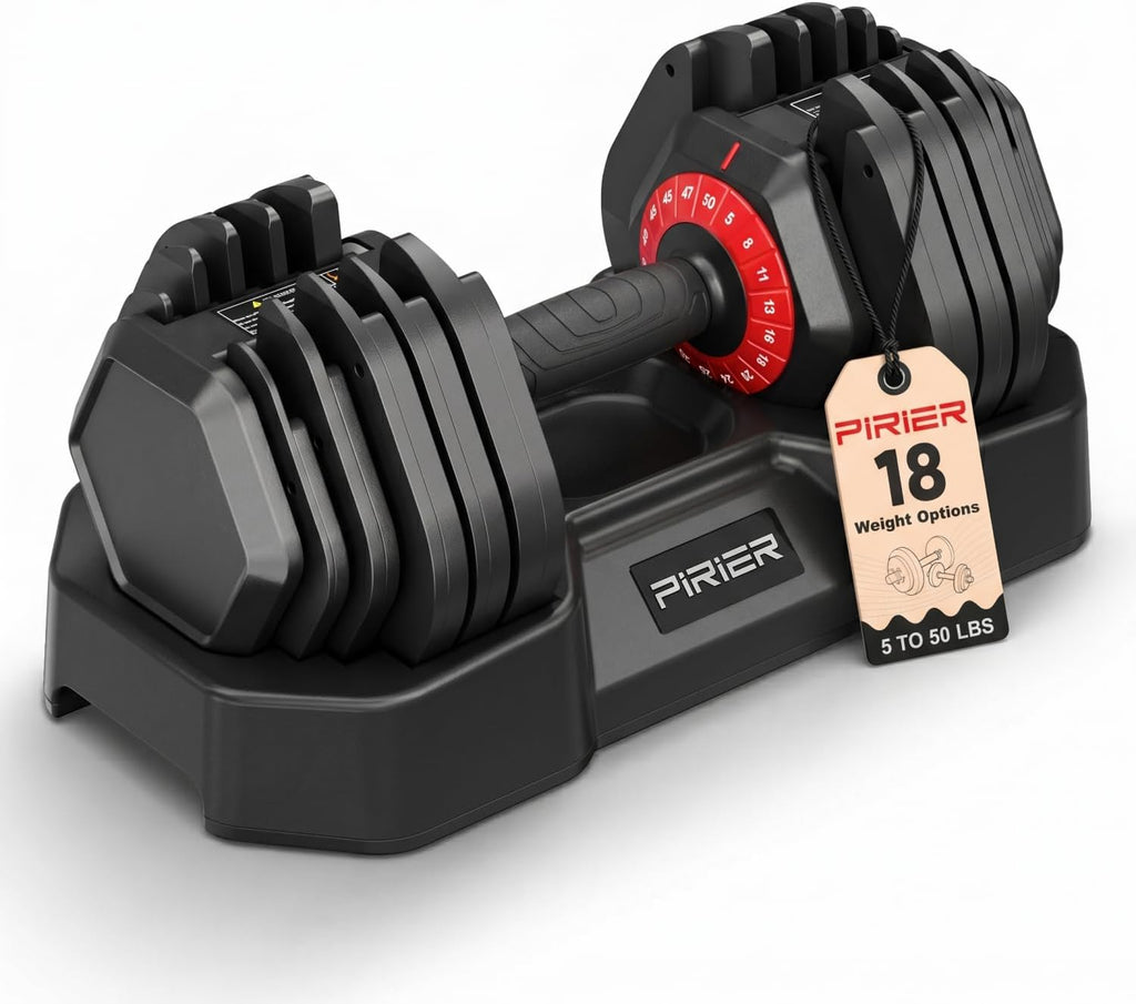 Adjustable Dumbbell Set 50LB, 18-in-1 Free Weight Adjustable Dumbbells, One-Hand Twist Adjust, Space-Saving Design